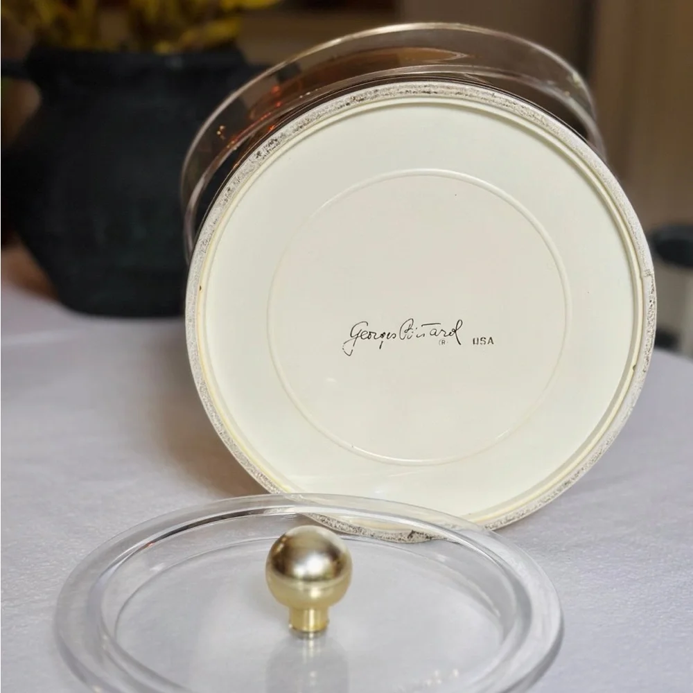 Vintage gold and lucite ice bucket